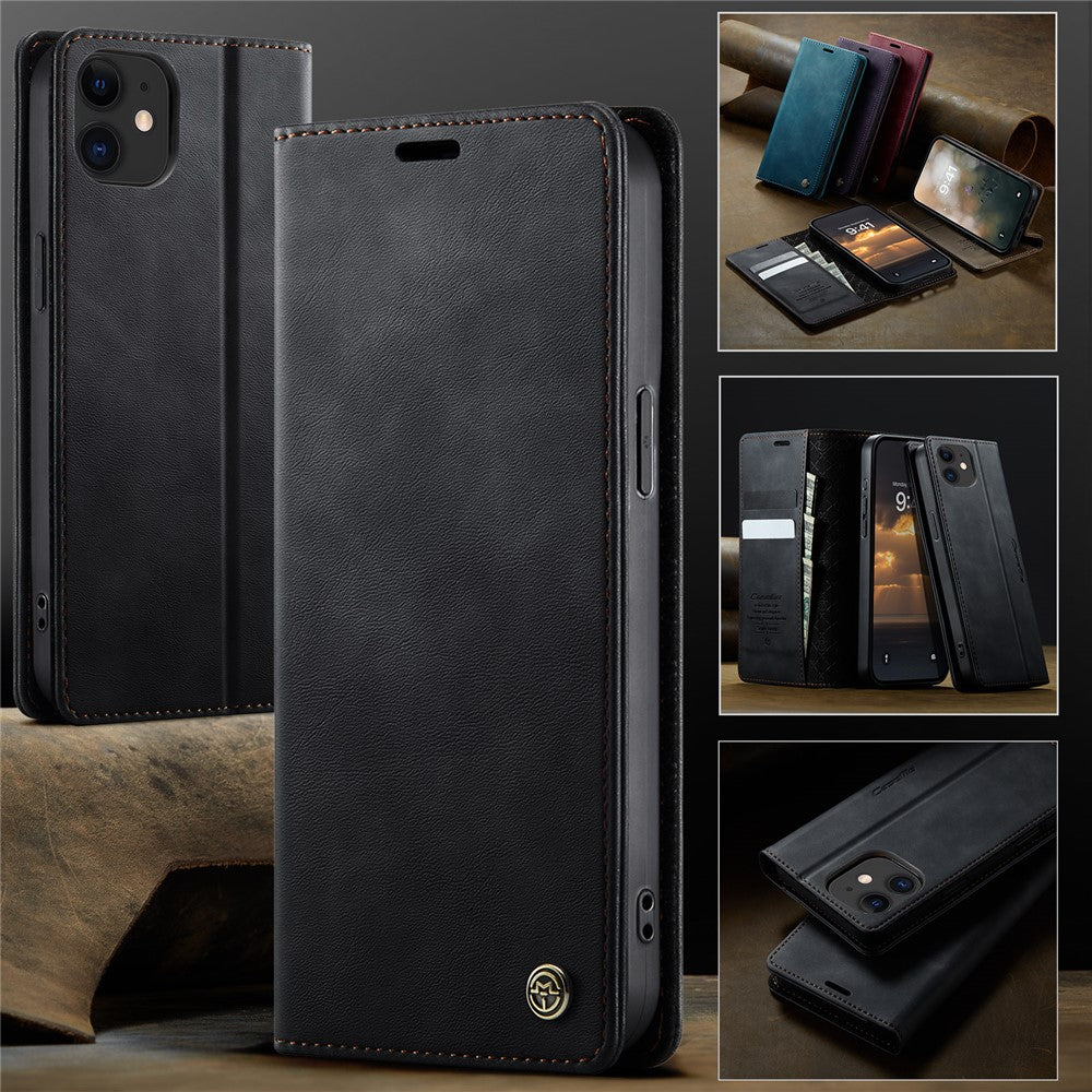 For iPhone 12 mini 5.4 inch Case CASEME 033 Series RFID Blocking Wallet Stand Calf Texture Leather Phone Cover