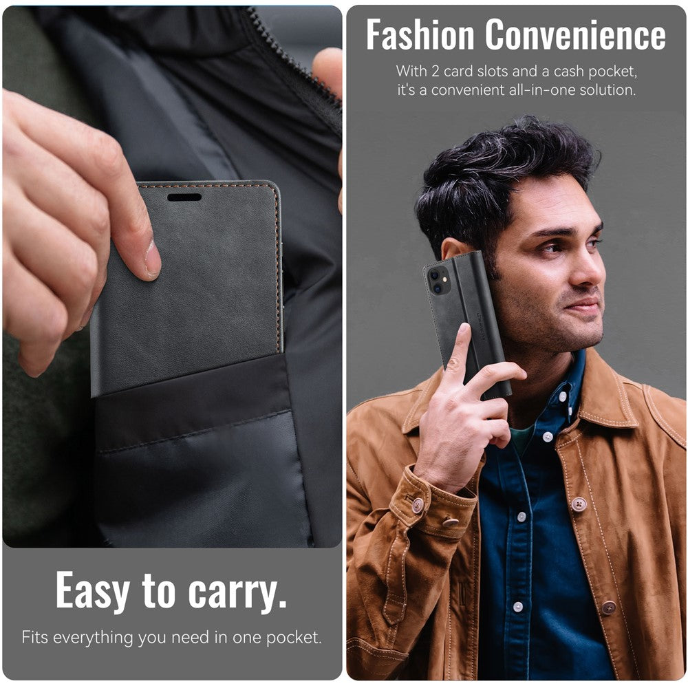 For iPhone 12 mini 5.4 inch Case CASEME 033 Series RFID Blocking Wallet Stand Calf Texture Leather Phone Cover