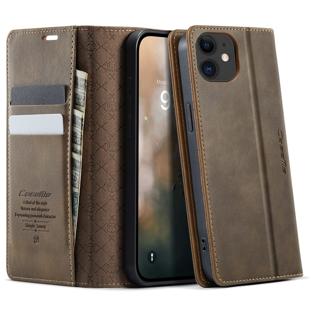 For iPhone 12 mini 5.4 inch Case CASEME 033 Series RFID Blocking Wallet Stand Calf Texture Leather Phone Cover
