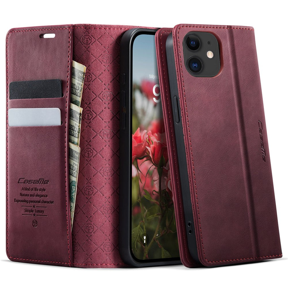 For iPhone 12 mini 5.4 inch Case CASEME 033 Series RFID Blocking Wallet Stand Calf Texture Leather Phone Cover