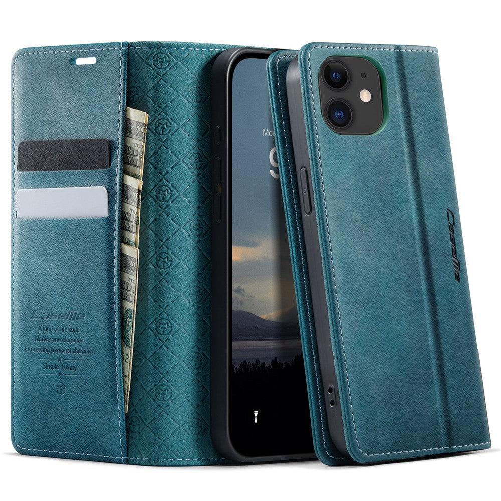 For iPhone 12 mini 5.4 inch Case CASEME 033 Series RFID Blocking Wallet Stand Calf Texture Leather Phone Cover