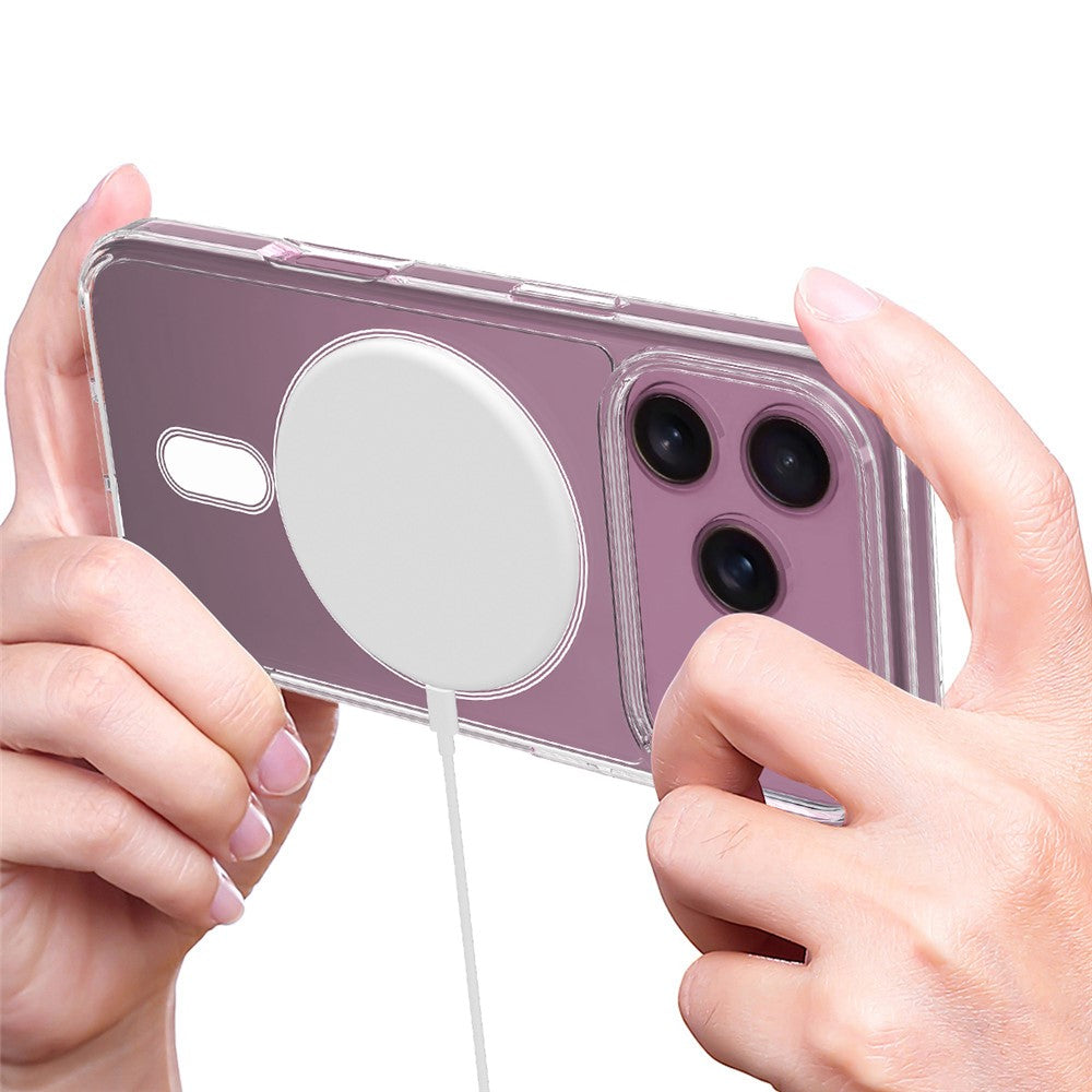 For iPhone 17 Pro Max Clear Phone Case Compatible with MagSafe TPU+Acrylic Back Cover