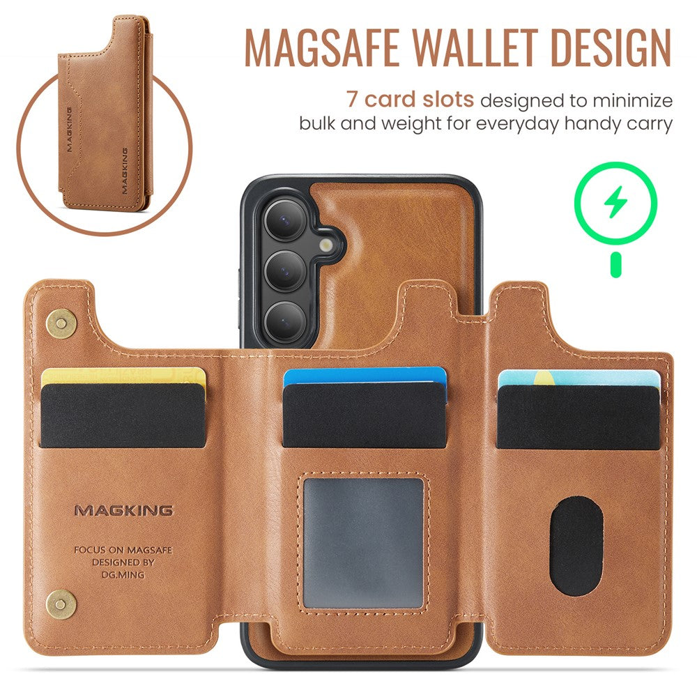Samsung Galaxy S25+ Case Compatible with MagSafe Wallet PC + TPU + PU Phone Cover