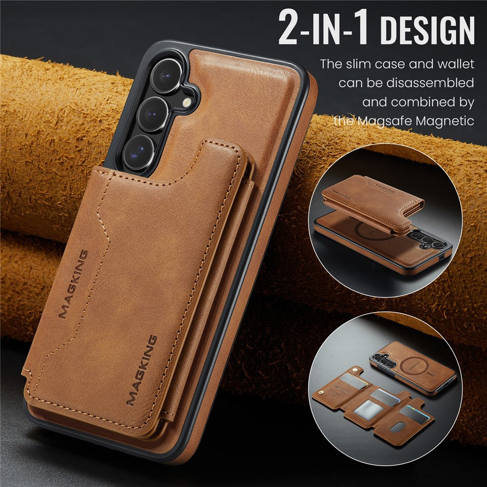 Samsung Galaxy S25+ Case Compatible with MagSafe Wallet PC + TPU + PU Phone Cover