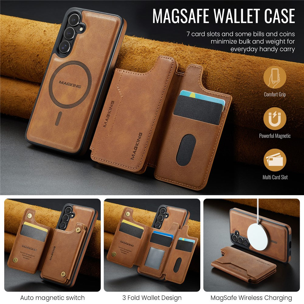 Samsung Galaxy S25+ Case Compatible with MagSafe Wallet PC + TPU + PU Phone Cover