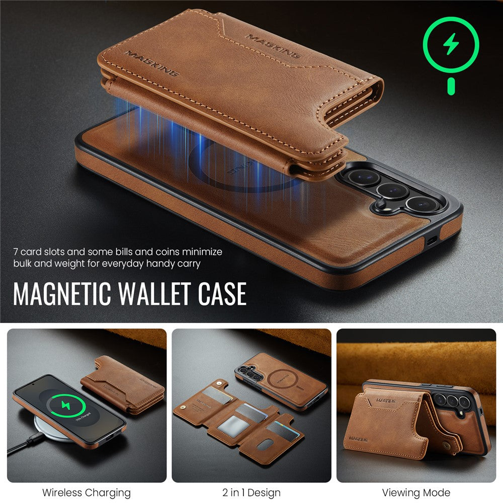 Samsung Galaxy S25+ Case Compatible with MagSafe Wallet PC + TPU + PU Phone Cover