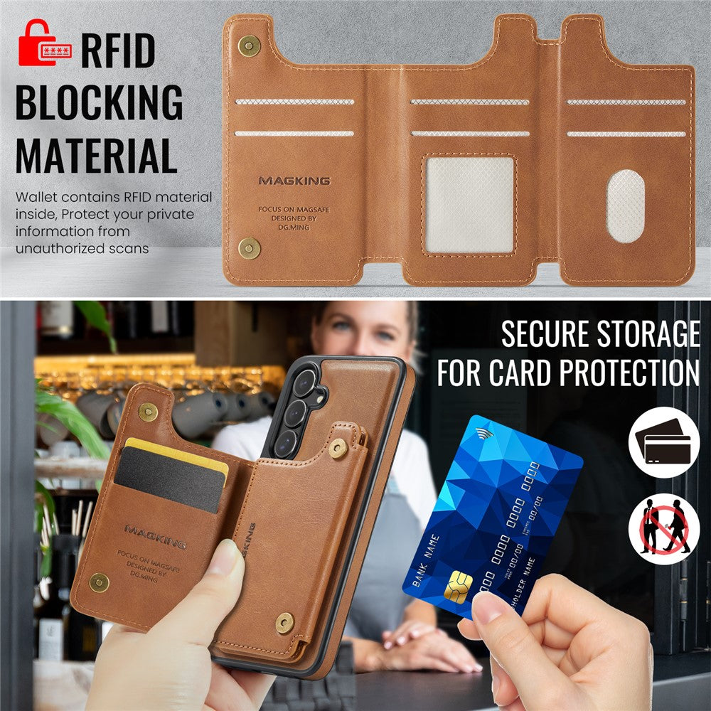 Samsung Galaxy S25+ Case Compatible with MagSafe Wallet PC + TPU + PU Phone Cover