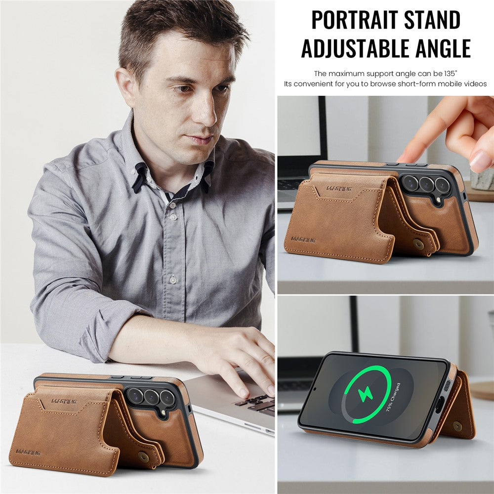 Samsung Galaxy S25+ Case Compatible with MagSafe Wallet PC + TPU + PU Phone Cover