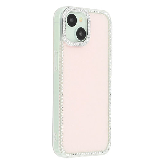 iPhone 15 Case Rhinestone Edge Glitter Back TPU + PC IMD Phone Cover