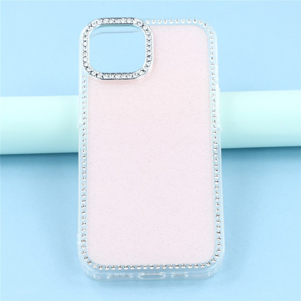 iPhone 15 Case Rhinestone Edge Glitter Back TPU + PC IMD Phone Cover
