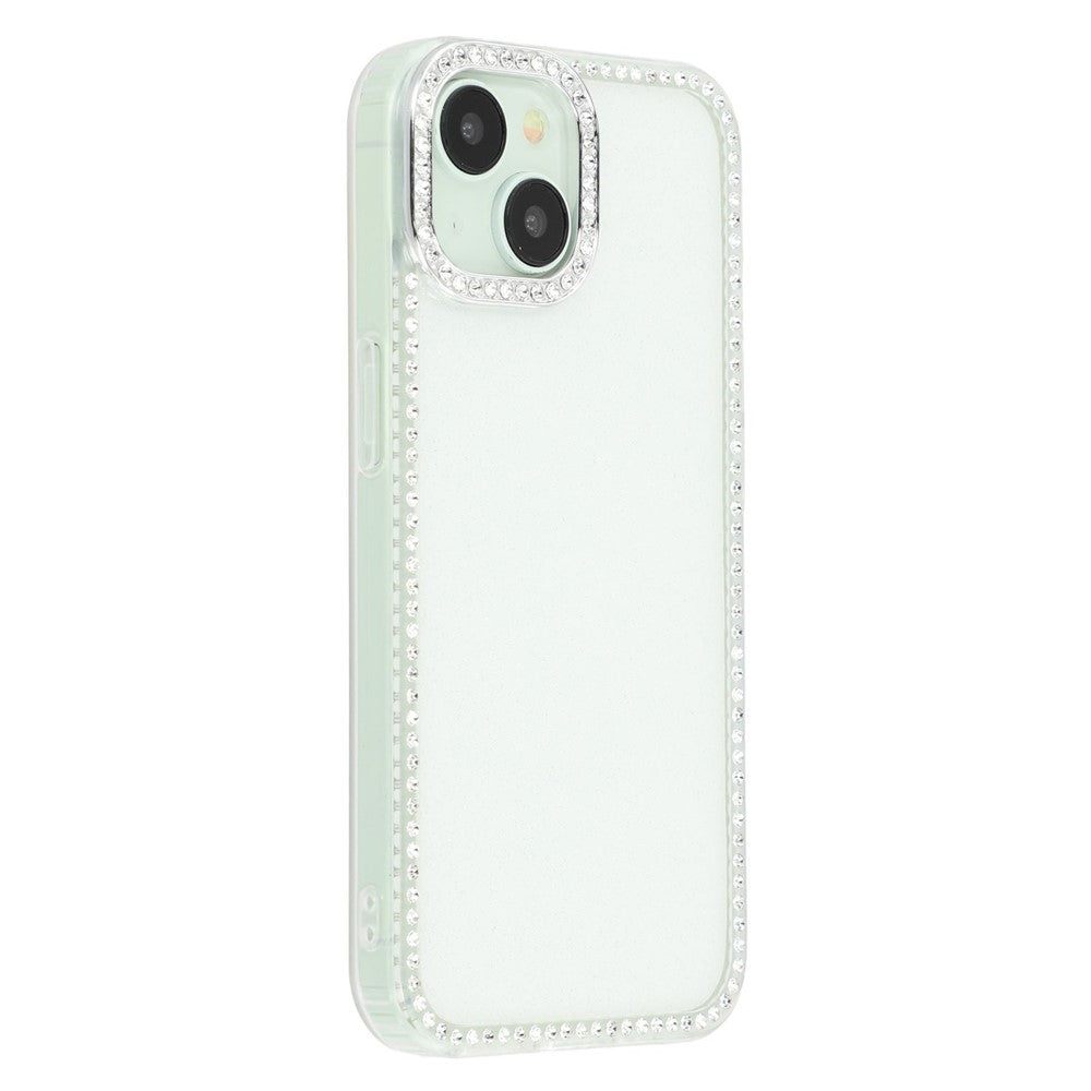iPhone 15 Case Rhinestone Edge Glitter Back TPU + PC IMD Phone Cover