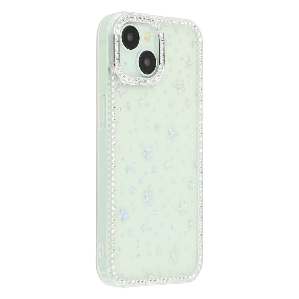 iPhone 14 / 13 Case Rhinestone Edge Glitter Back TPU + PC IMD Phone Cover