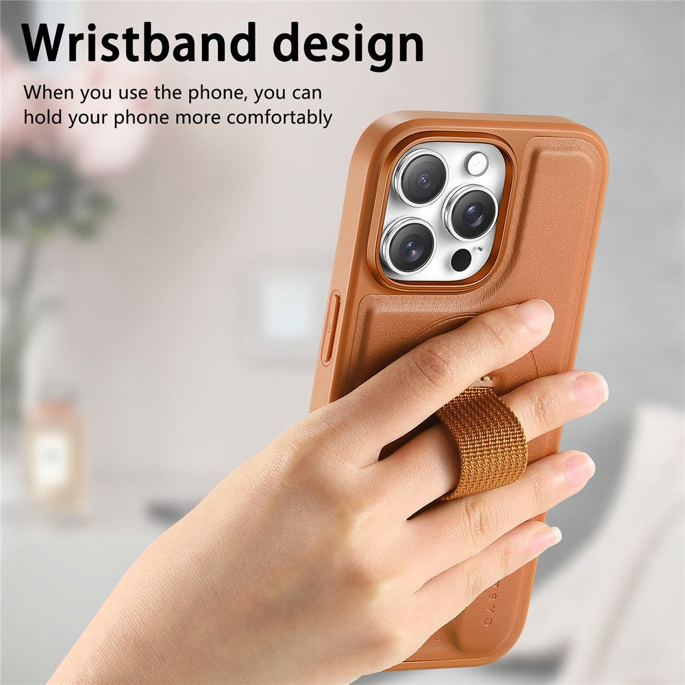 For iPhone 14 Pro Max Magnetic Case CASENEO Wristband PU Leather + PC Shockproof Phone Cover