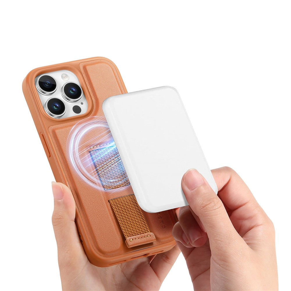 iPhone 15 Pro Magnetic Case CASENEO Wristband PU Leather + PC Shockproof Phone Cover