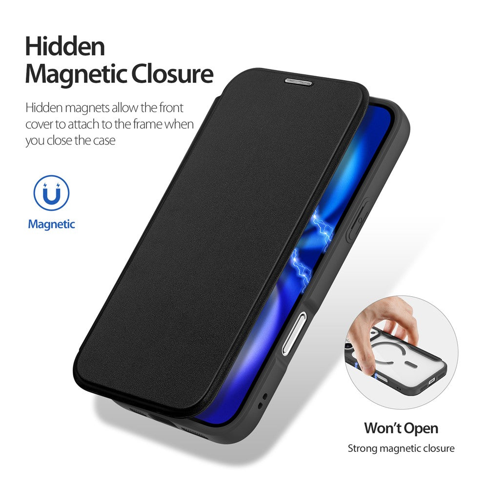 For iPhone 17 Pro Leather Case DUX DUCIS Skin X Pro Series Flip Cover Compatible with MagSafe