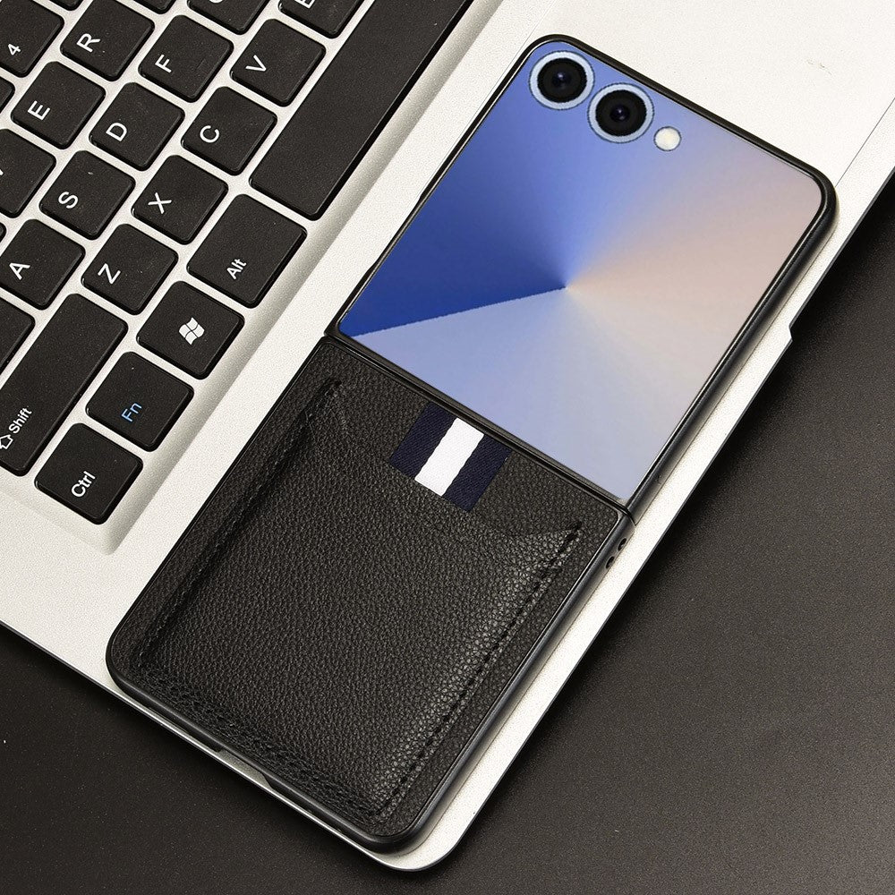 Samsung Galaxy Z Flip7 5G Case Card Holder Litchi Texture Leather + PC Phone Cover