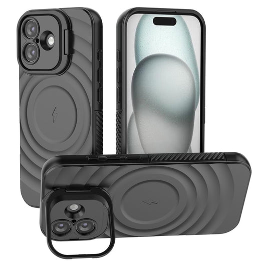 iPhone 17 Case Compatible with MagSafe PC Kickstand Ripple Texture TPU Phone Cover