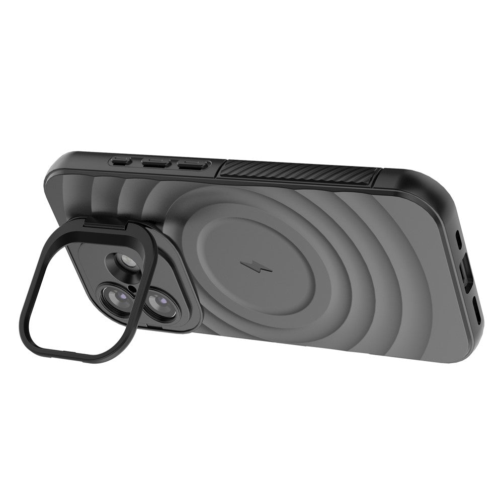 iPhone 17 Case Compatible with MagSafe PC Kickstand Ripple Texture TPU Phone Cover