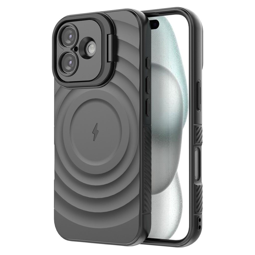 iPhone 17 Case Compatible with MagSafe PC Kickstand Ripple Texture TPU Phone Cover