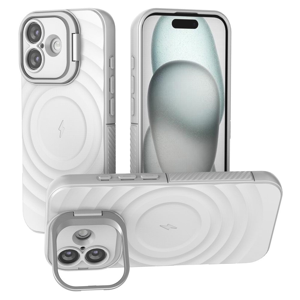 iPhone 17 Case Compatible with MagSafe PC Kickstand Ripple Texture TPU Phone Cover