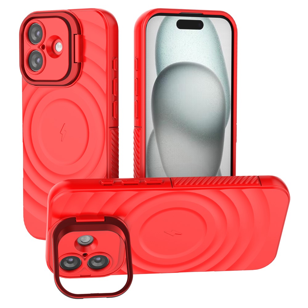 iPhone 17 Case Compatible with MagSafe PC Kickstand Ripple Texture TPU Phone Cover