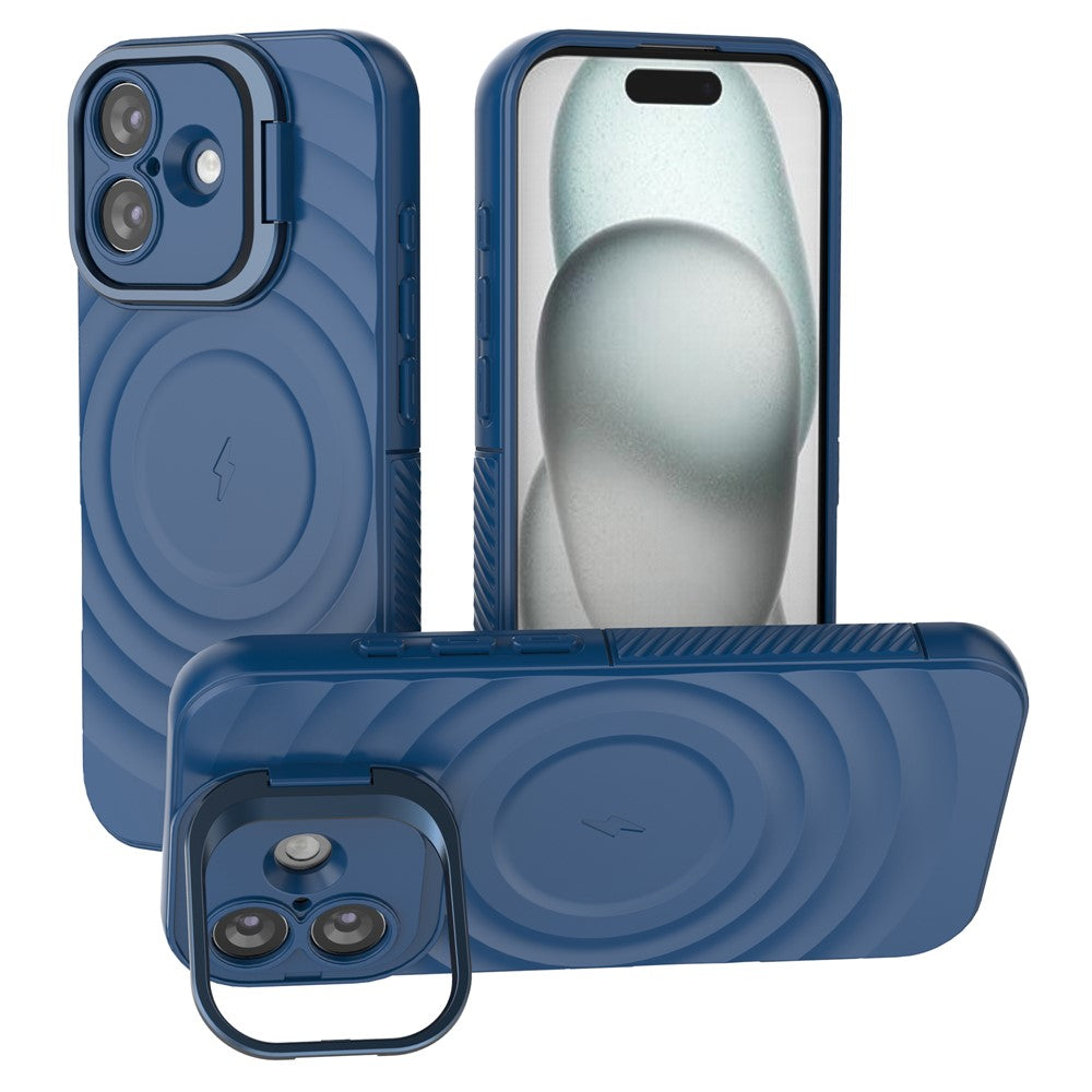 iPhone 17 Case Compatible with MagSafe PC Kickstand Ripple Texture TPU Phone Cover