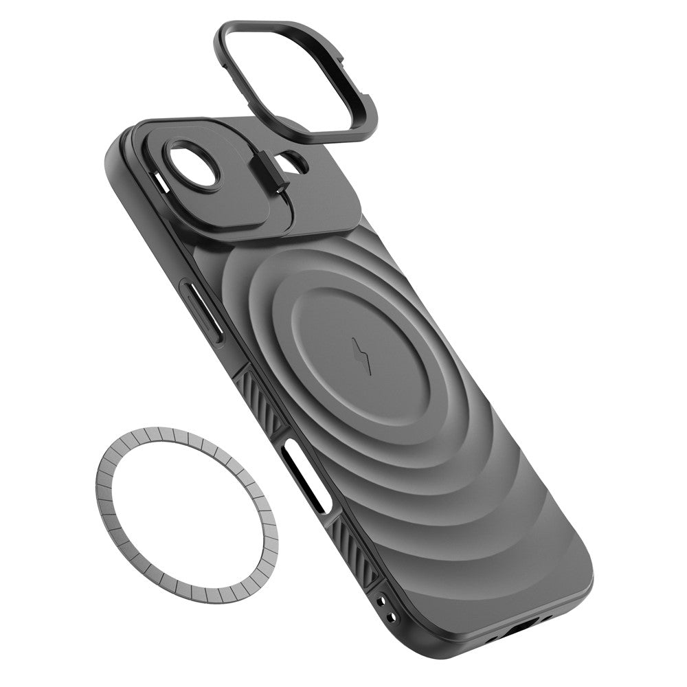 For iPhone Air Case Compatible with MagSafe PC Kickstand Ripple Texture TPU Phone Cover