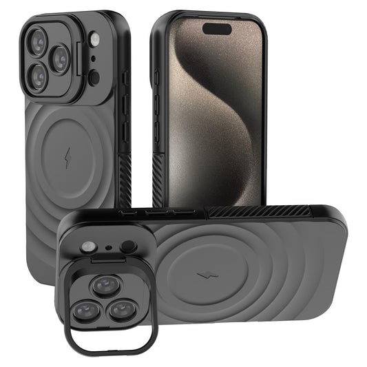 For iPhone 17 Pro Case Compatible with MagSafe PC Kickstand Ripple Texture TPU Phone Cover