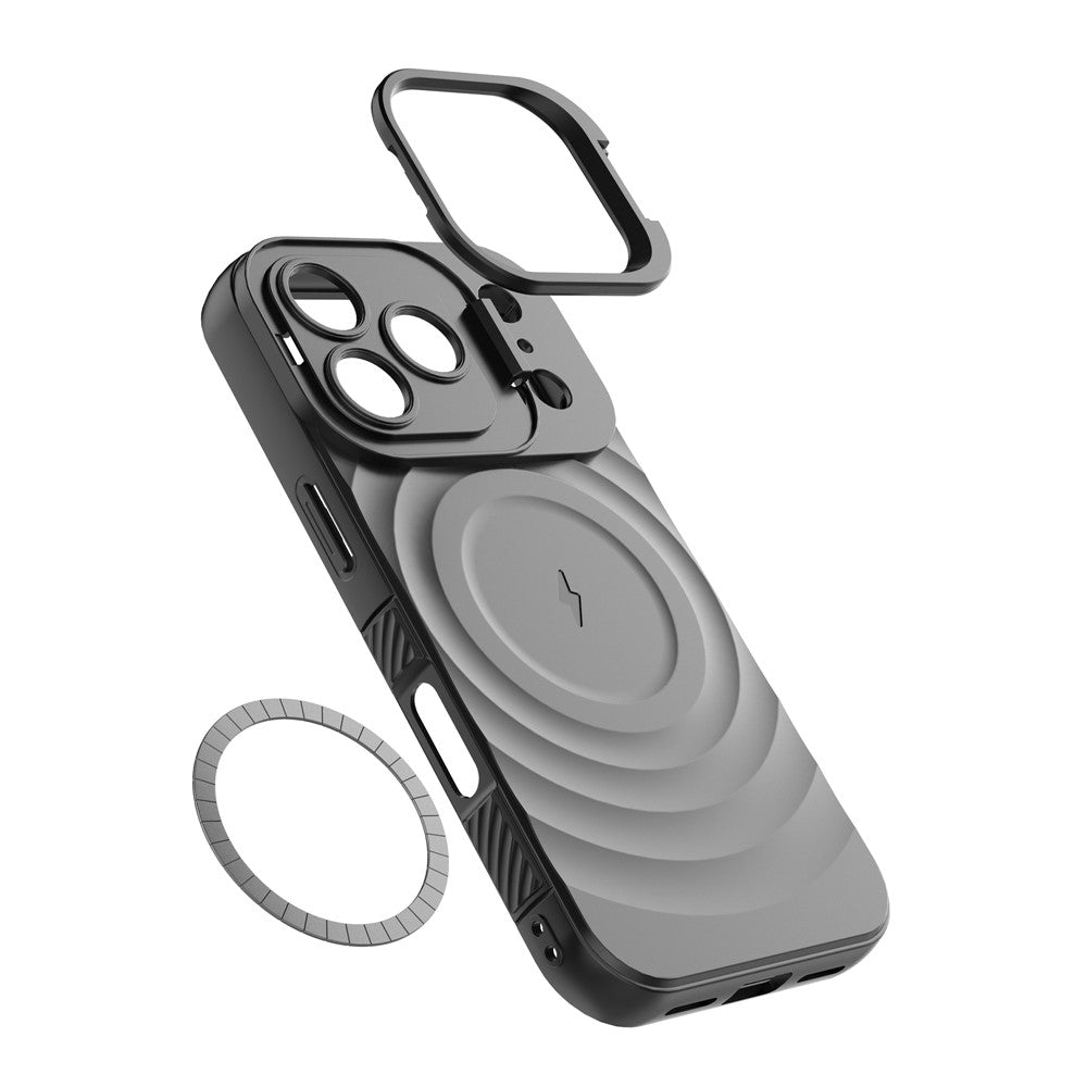 For iPhone 17 Pro Case Compatible with MagSafe PC Kickstand Ripple Texture TPU Phone Cover