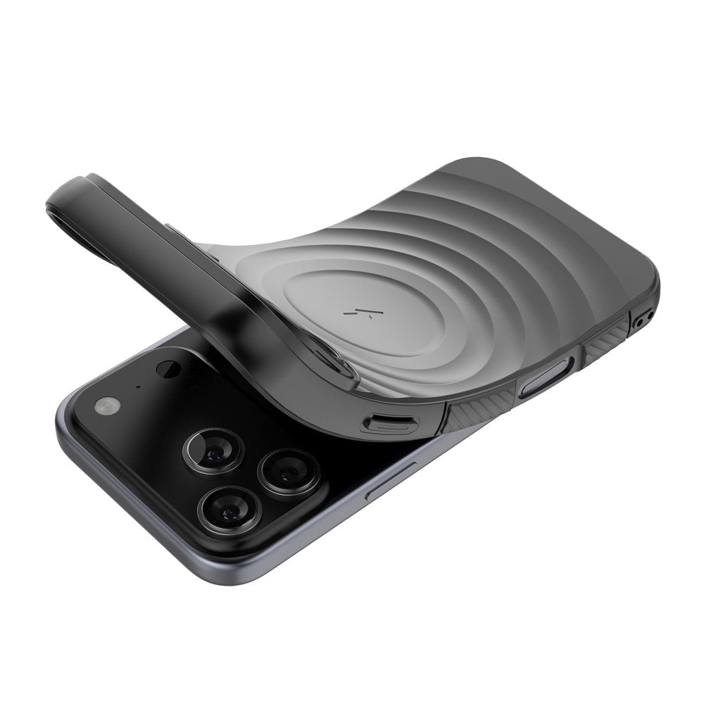 For iPhone 17 Pro Case Compatible with MagSafe PC Kickstand Ripple Texture TPU Phone Cover