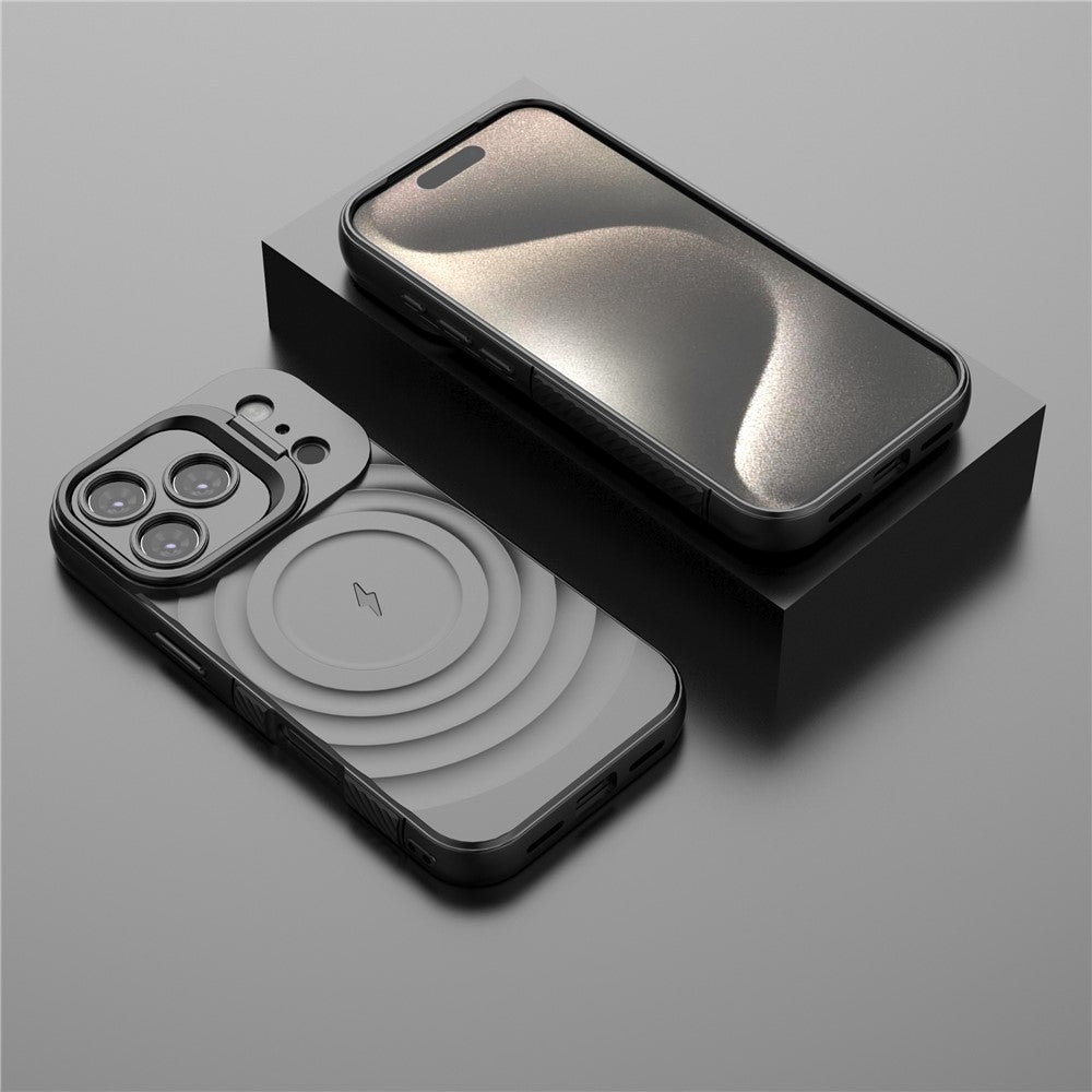 For iPhone 17 Pro Case Compatible with MagSafe PC Kickstand Ripple Texture TPU Phone Cover