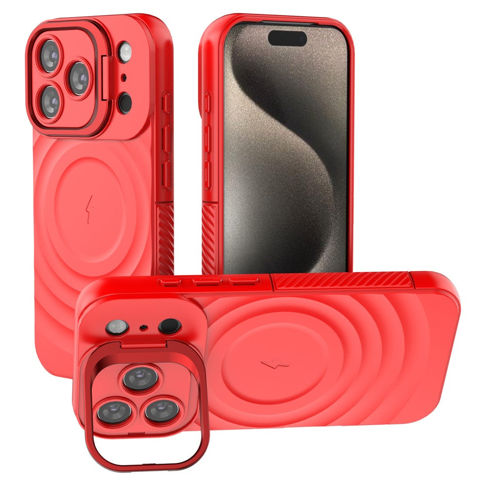 For iPhone 17 Pro Case Compatible with MagSafe PC Kickstand Ripple Texture TPU Phone Cover