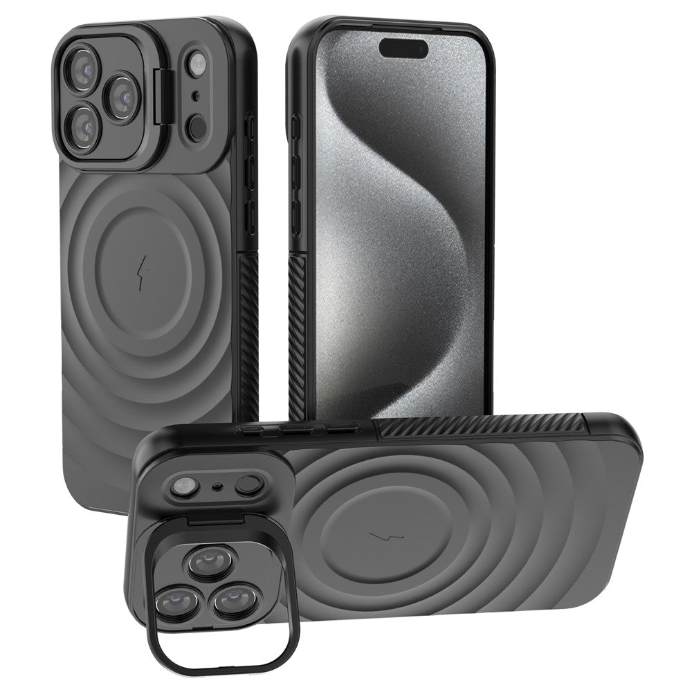 For iPhone 17 Pro Max Case Compatible with MagSafe PC Kickstand Ripple Texture TPU Phone Cover