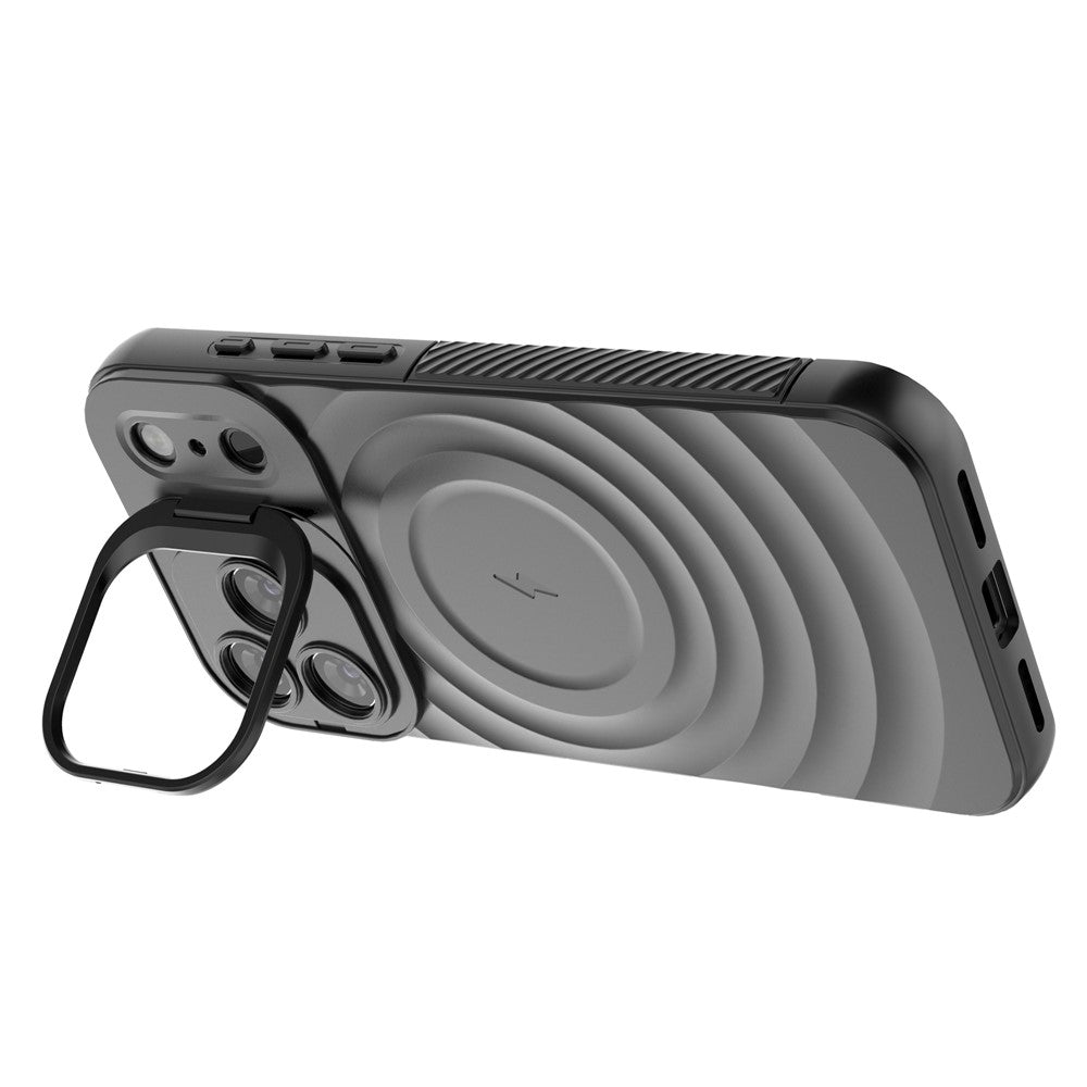 For iPhone 17 Pro Max Case Compatible with MagSafe PC Kickstand Ripple Texture TPU Phone Cover