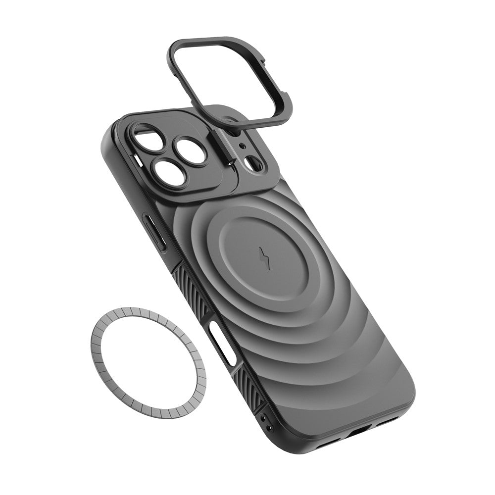 For iPhone 17 Pro Max Case Compatible with MagSafe PC Kickstand Ripple Texture TPU Phone Cover