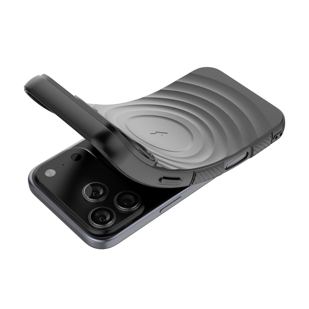 For iPhone 17 Pro Max Case Compatible with MagSafe PC Kickstand Ripple Texture TPU Phone Cover