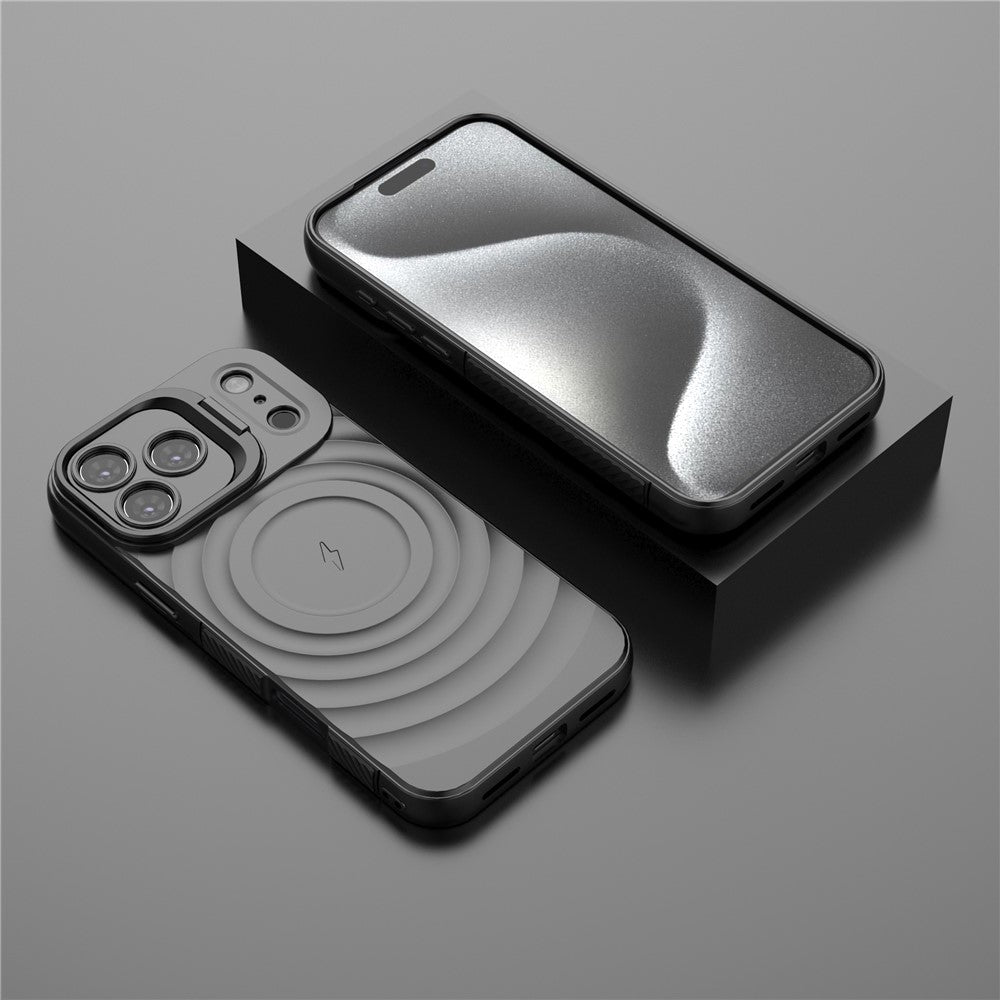 For iPhone 17 Pro Max Case Compatible with MagSafe PC Kickstand Ripple Texture TPU Phone Cover