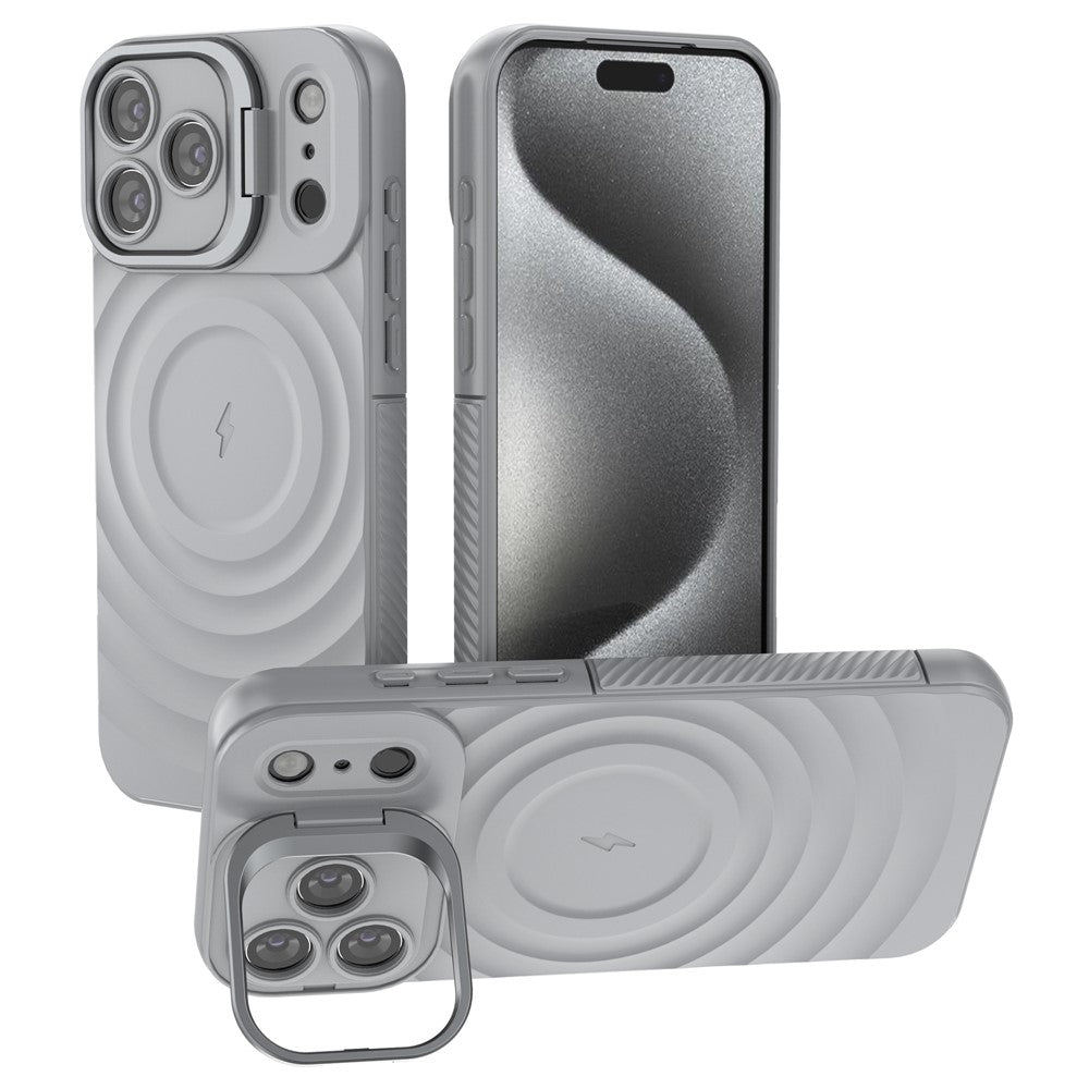 For iPhone 17 Pro Max Case Compatible with MagSafe PC Kickstand Ripple Texture TPU Phone Cover