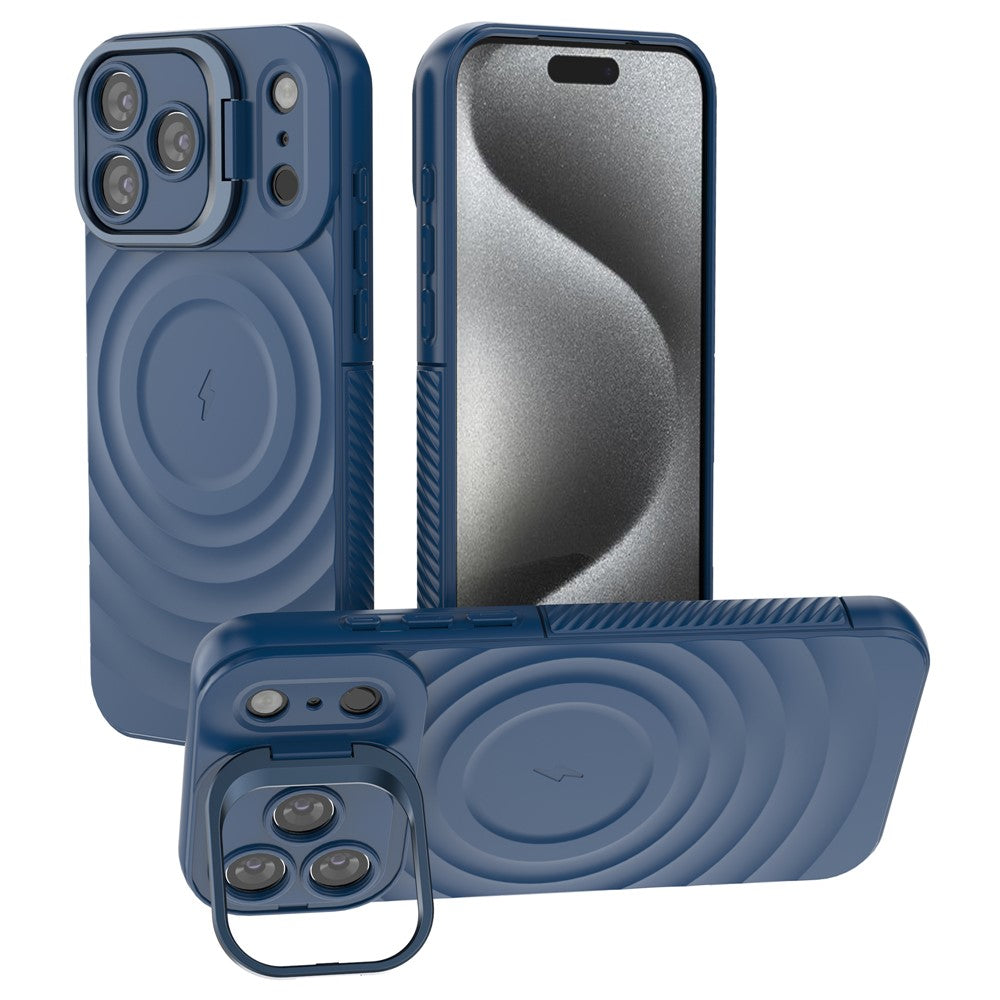 For iPhone 17 Pro Max Case Compatible with MagSafe PC Kickstand Ripple Texture TPU Phone Cover