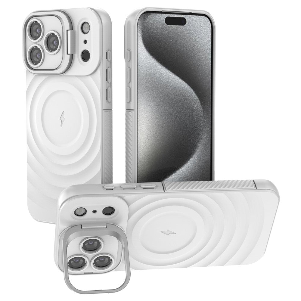 For iPhone 17 Pro Max Case Compatible with MagSafe PC Kickstand Ripple Texture TPU Phone Cover