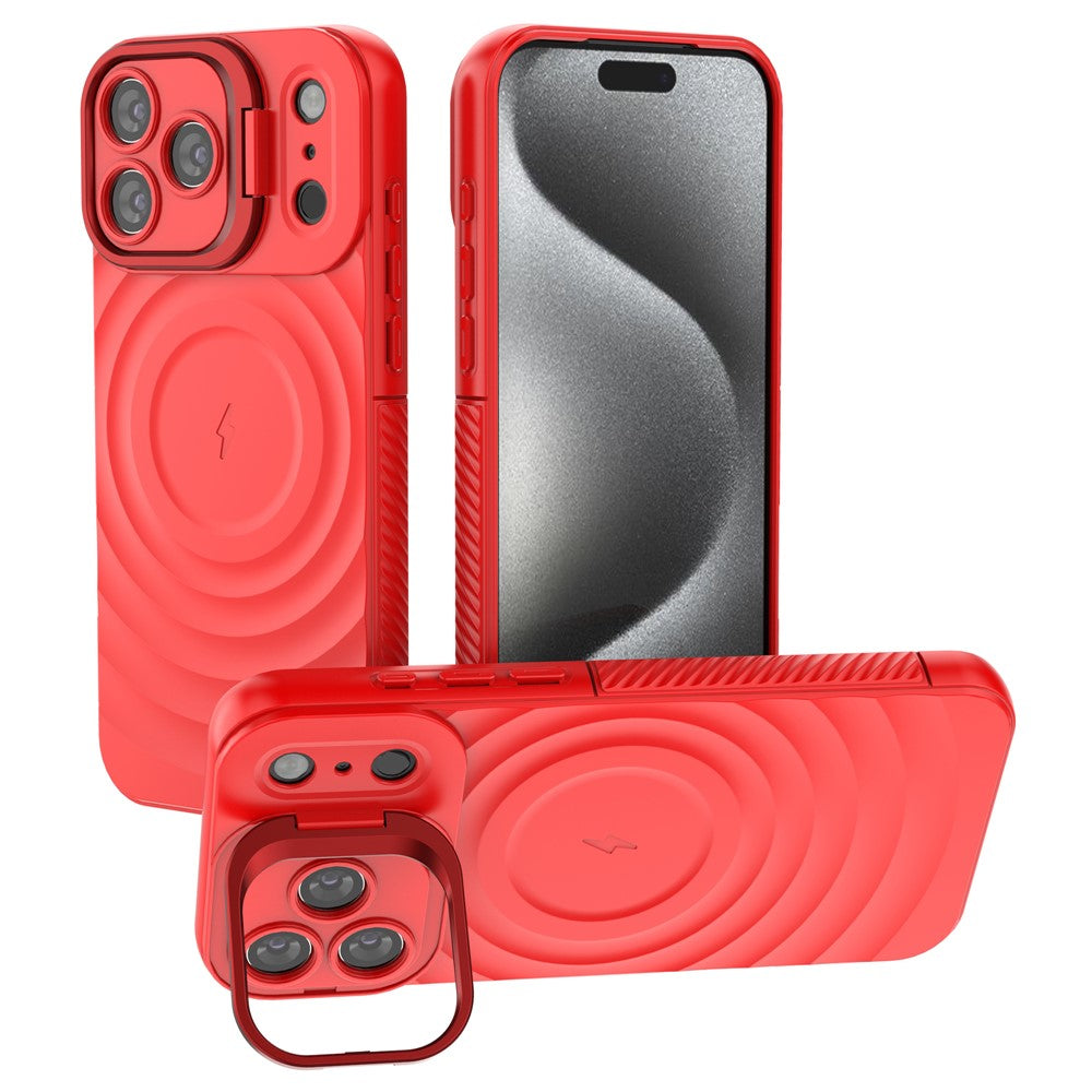 For iPhone 17 Pro Max Case Compatible with MagSafe PC Kickstand Ripple Texture TPU Phone Cover