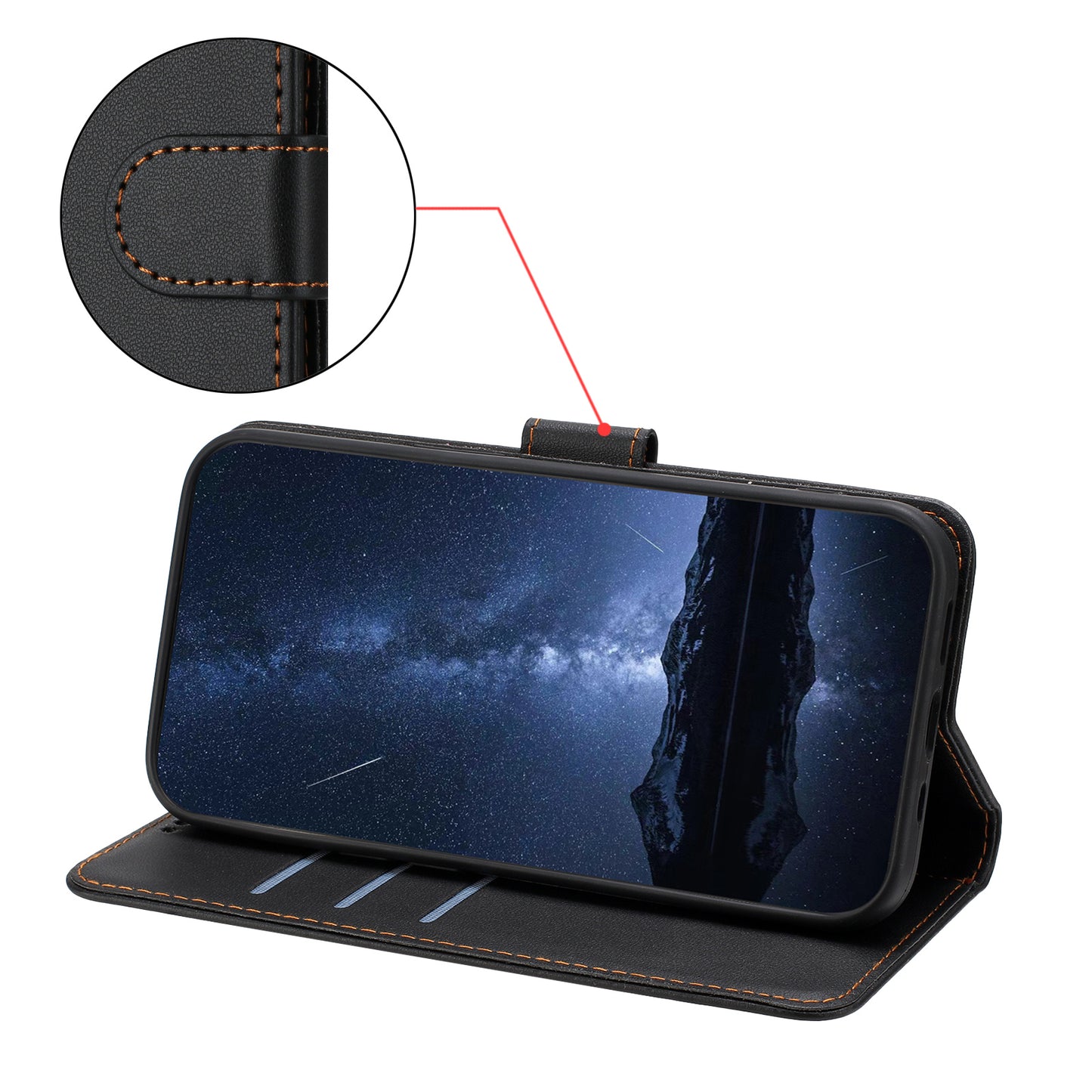 For iPhone 17 Leather Case Wallet Stand Solid Color Anti Drop Phone Cover