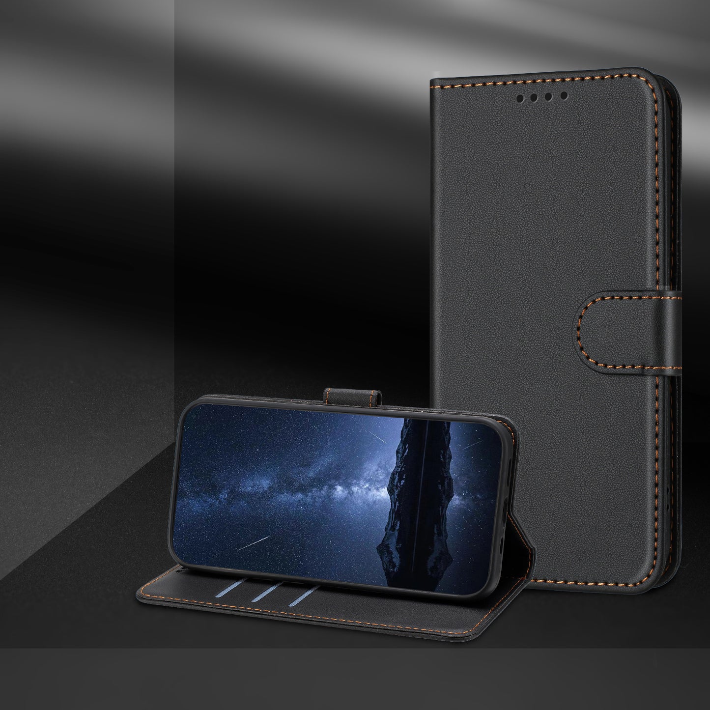 For iPhone 17 Leather Case Wallet Stand Solid Color Anti Drop Phone Cover