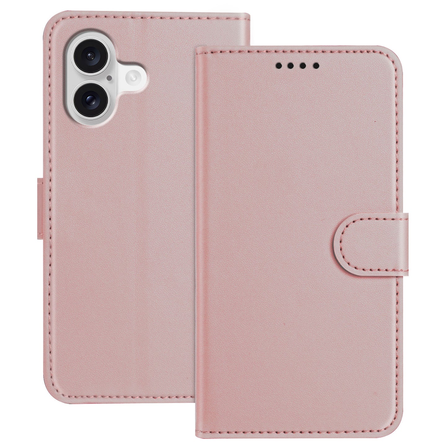 For iPhone 17 Leather Case Wallet Stand Solid Color Anti Drop Phone Cover