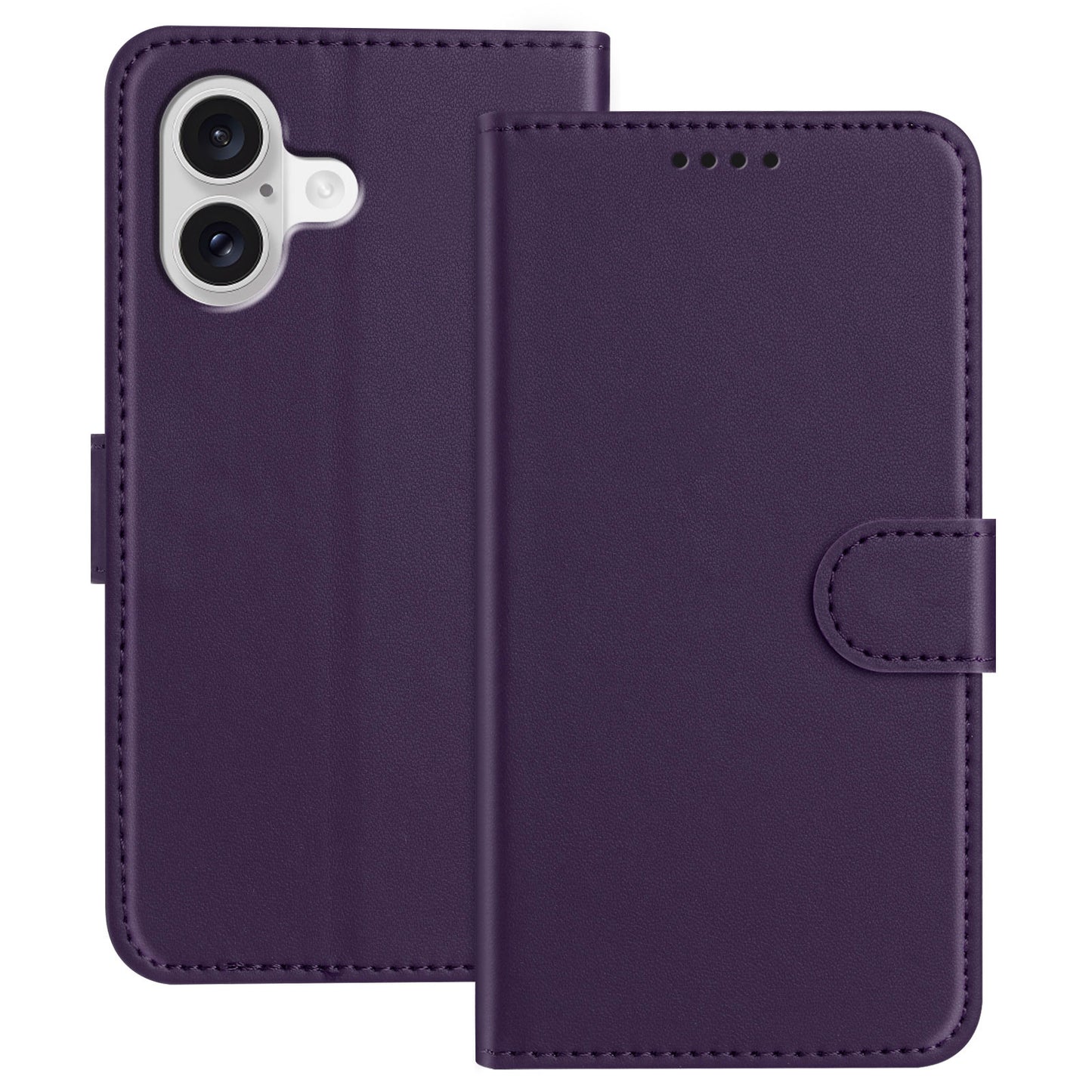 For iPhone 17 Leather Case Wallet Stand Solid Color Anti Drop Phone Cover