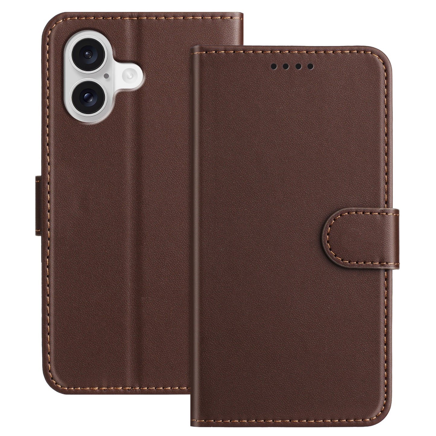 For iPhone 17 Leather Case Wallet Stand Solid Color Anti Drop Phone Cover