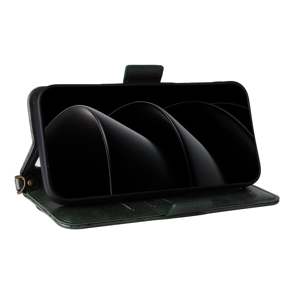 For iPhone 17 Pro Max Leather Case Magnetic Clasp Wallet Stand Phone Cover with Crossbody Strap