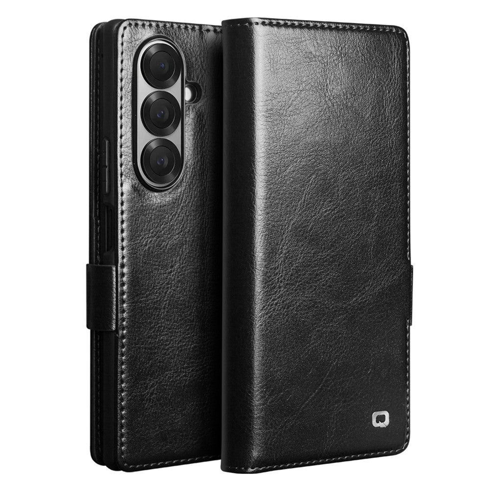 Samsung Galaxy Z Fold7 5G Case with Card Holder Genuine Cow Leather Stand Phone Cover