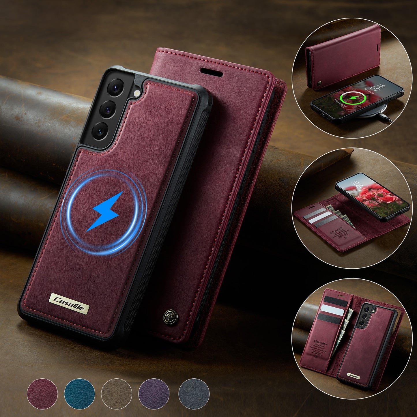 Samsung Galaxy S22+ 5G Case CASEME C49  Compatible with MagSafe RFID Blocking Detachable Wallet Leather Phone Cover