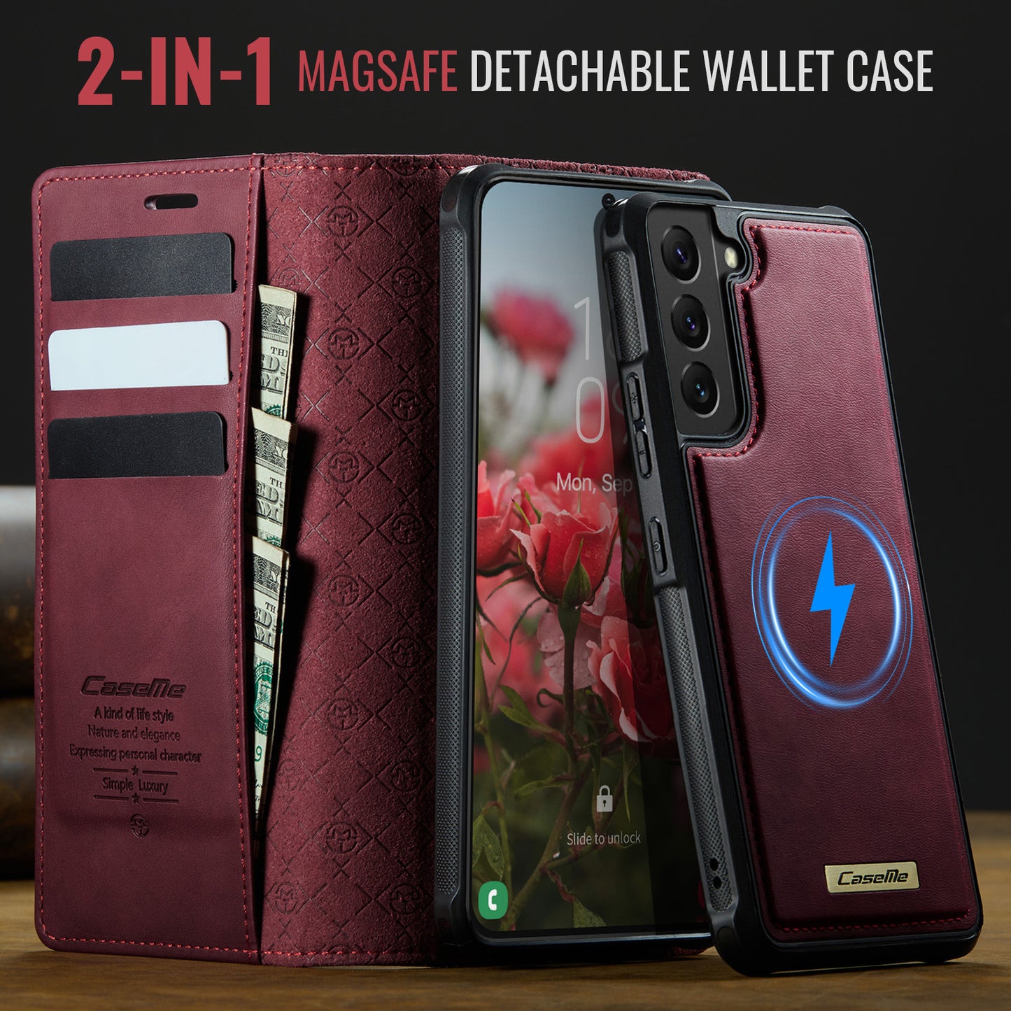 Samsung Galaxy S22+ 5G Case CASEME C49  Compatible with MagSafe RFID Blocking Detachable Wallet Leather Phone Cover